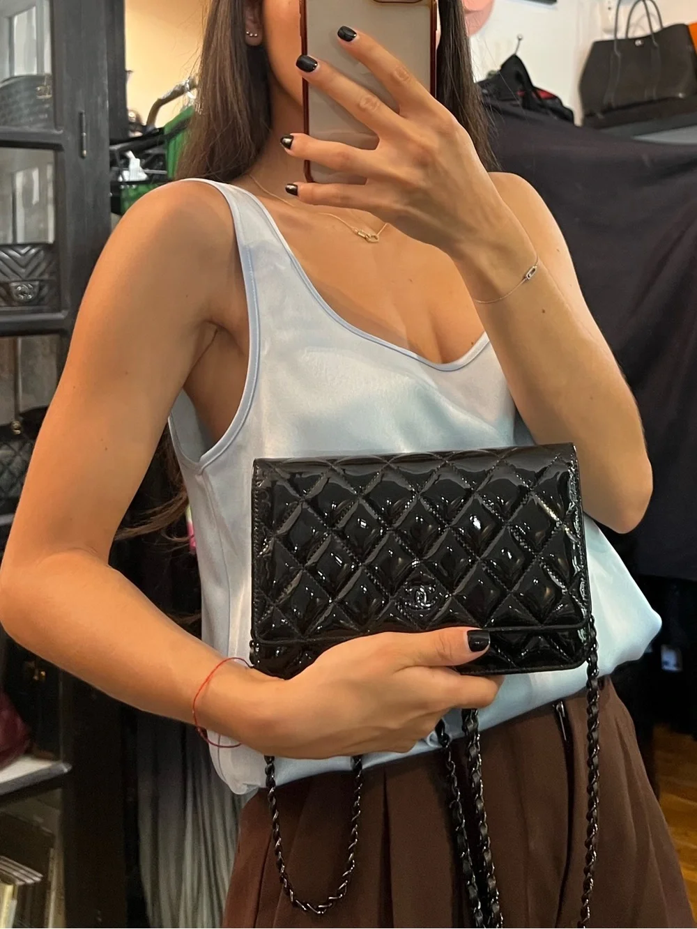 CHANEL WALLET ON CHAIN - VERNIS NOIR